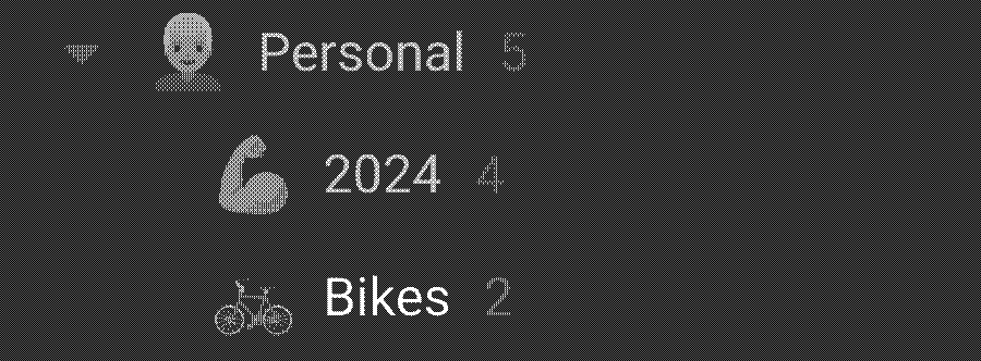 Example of the folder layout showing a top level folder ‘Personal’ with two subfolders. Note the folders can also have emojis to help you find them faster!